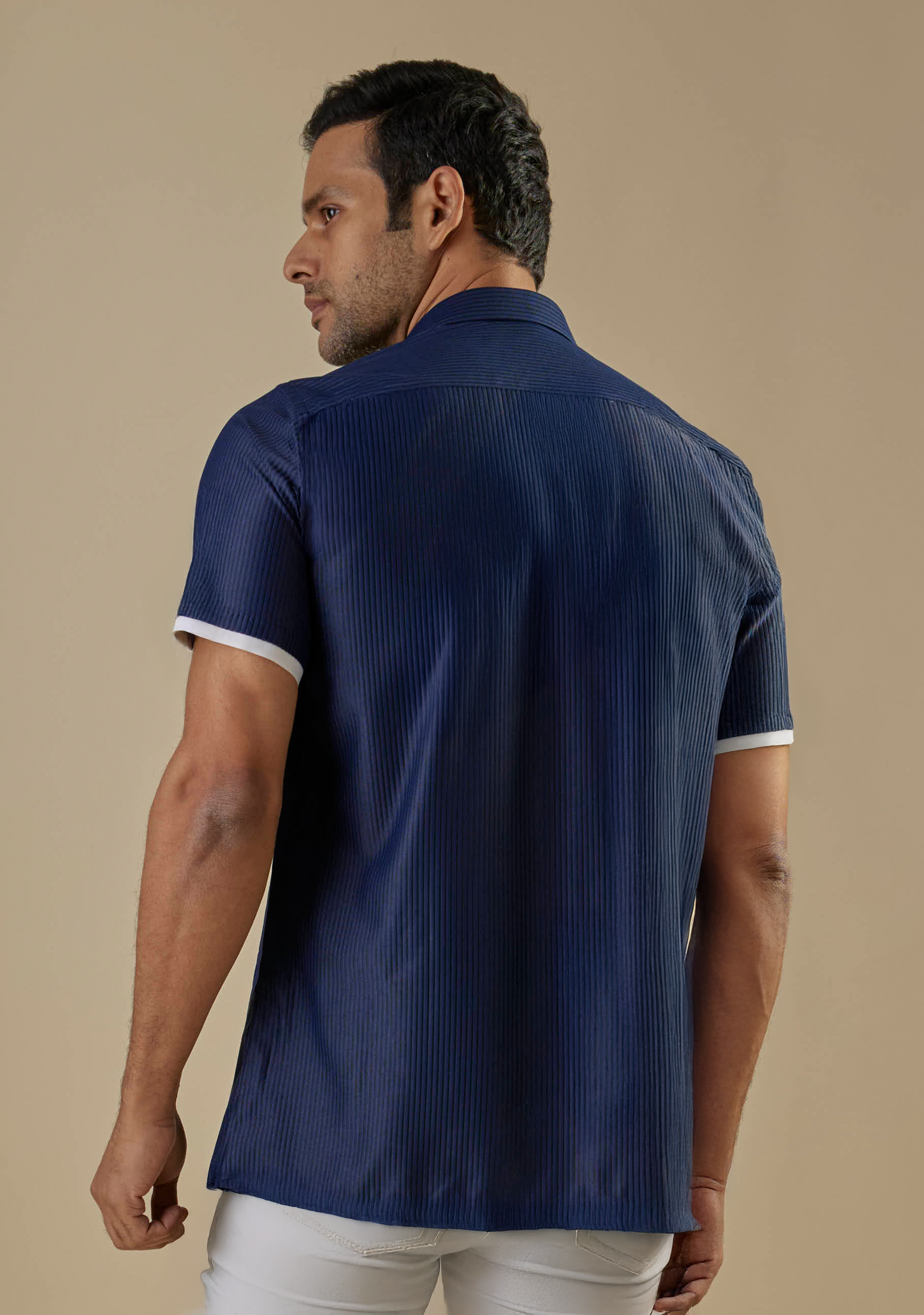 Navy Contrast Pocket Shirt
